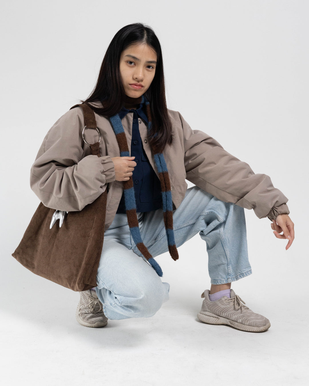 Candy Scarf in striped brown color