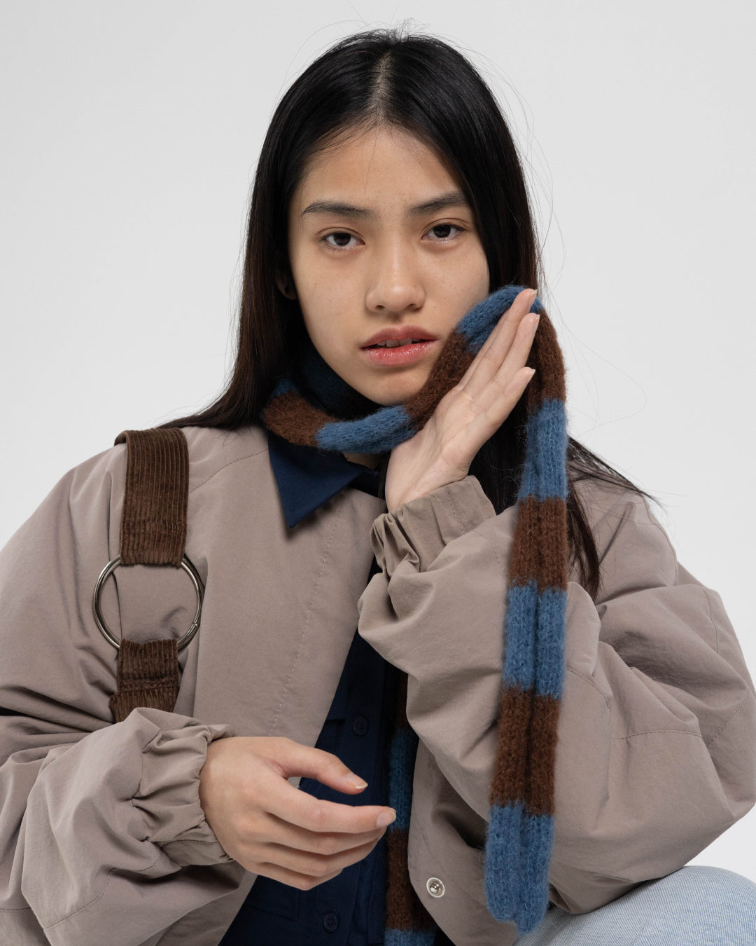 Candy Scarf in striped brown color